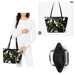 Michael Kors Whitney Camo Butterfly Tote (Black/Multicolor) EUC! Carried Once!
